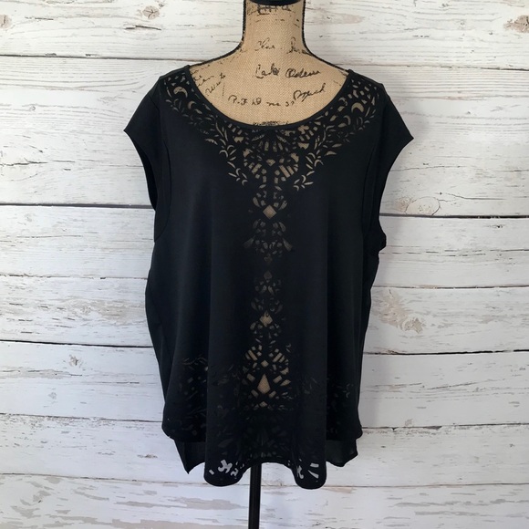 Pure Energy Tops - Black Top With Sheer Design